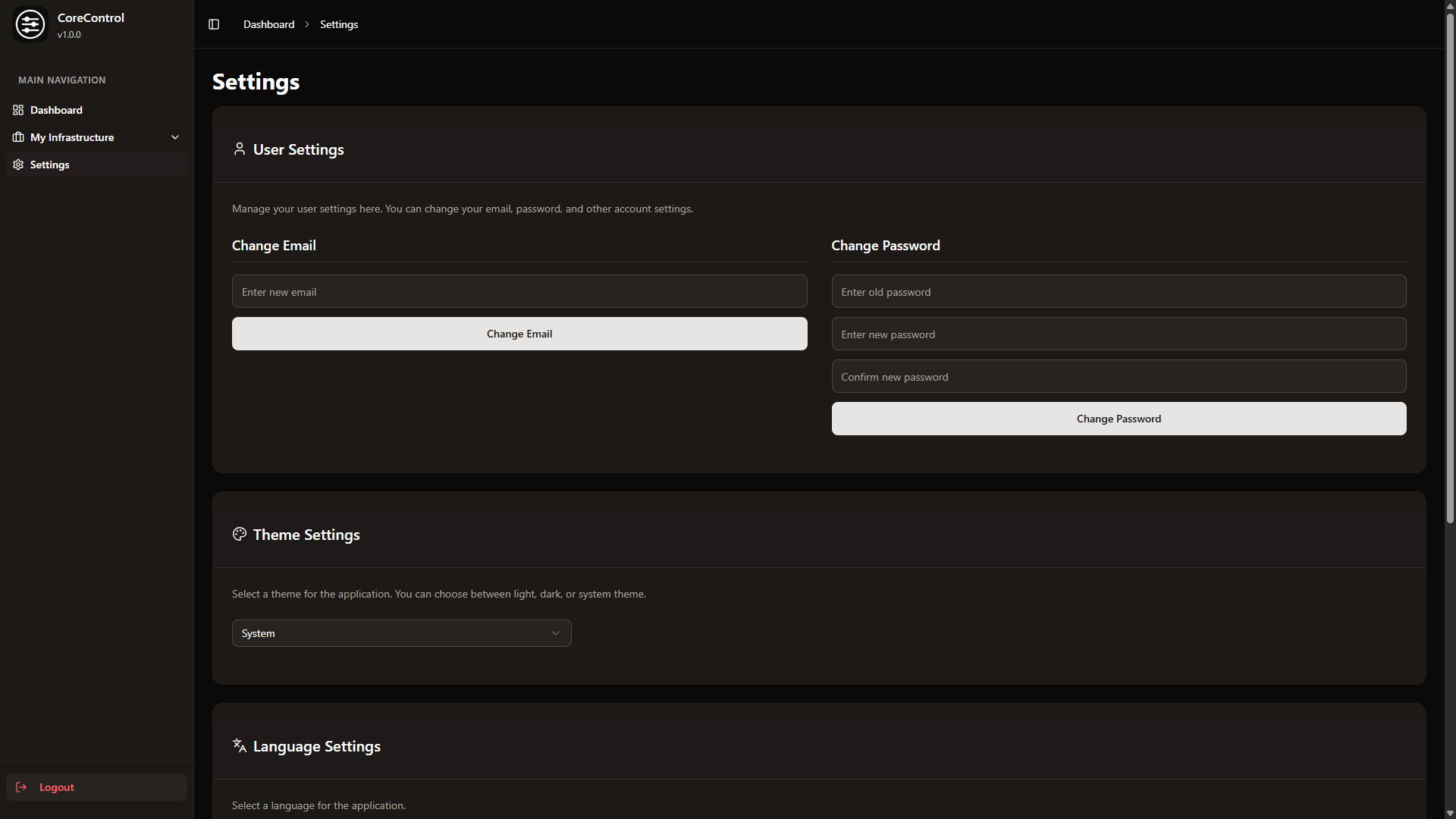 Settings Page