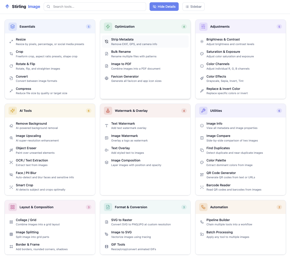 Stirling Image - Dashboard