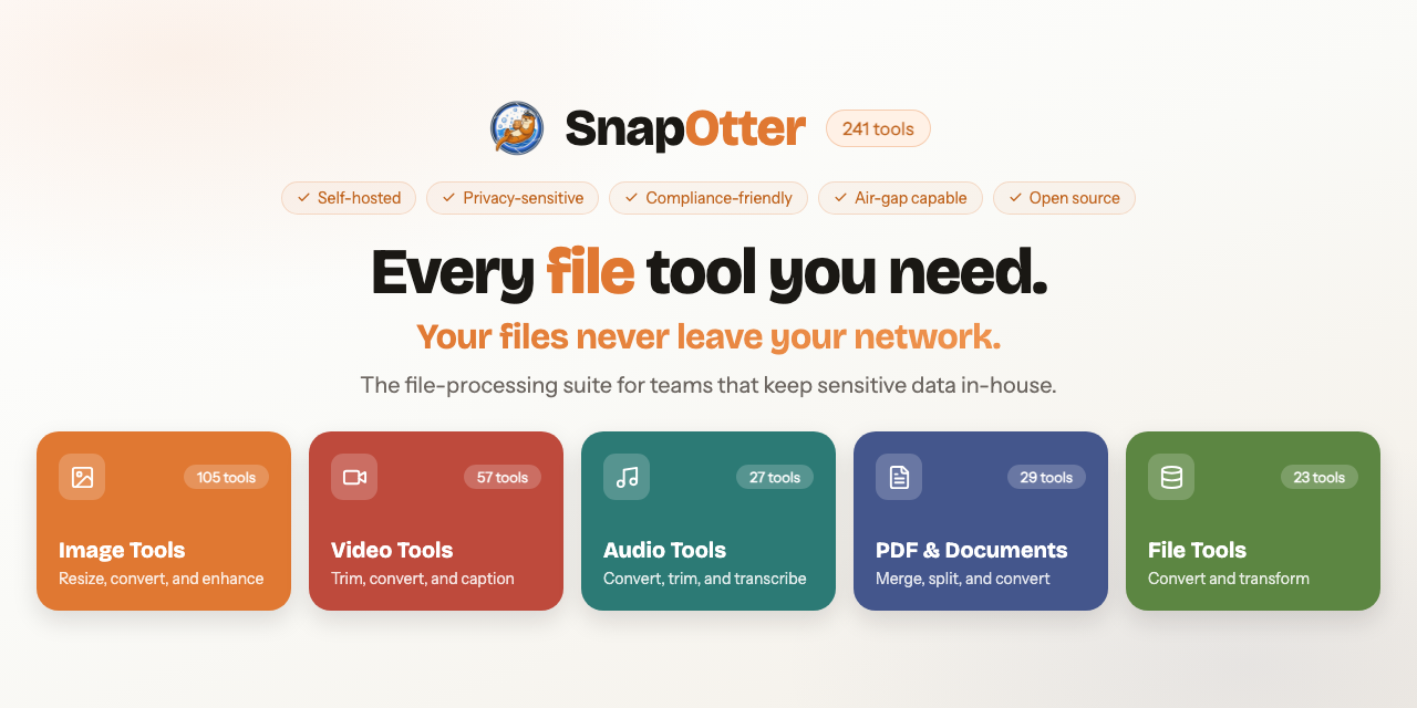 SnapOtter - A Self-Hosted File Manipulation Suite
