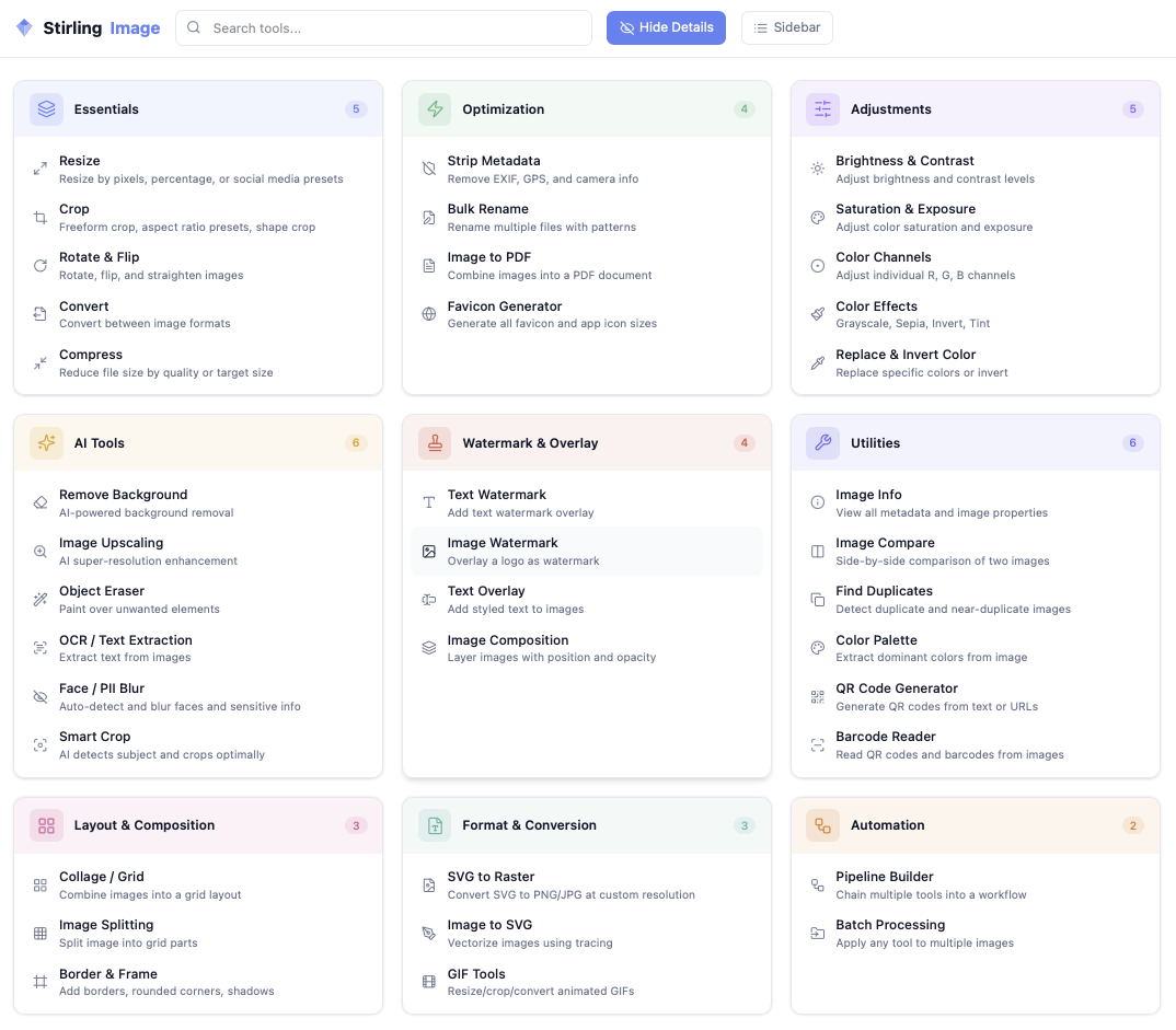 Stirling Image - Dashboard
