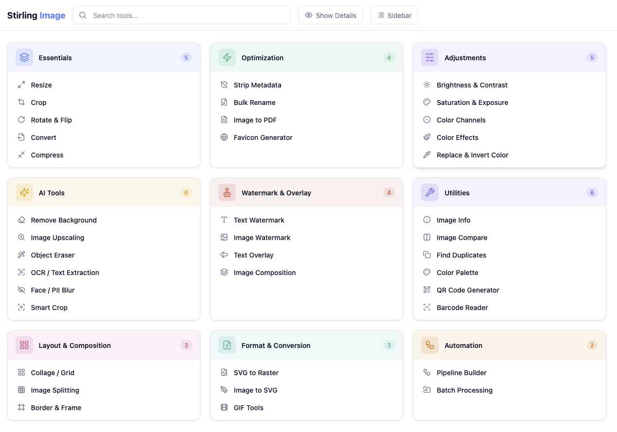 Stirling Image - Dashboard
