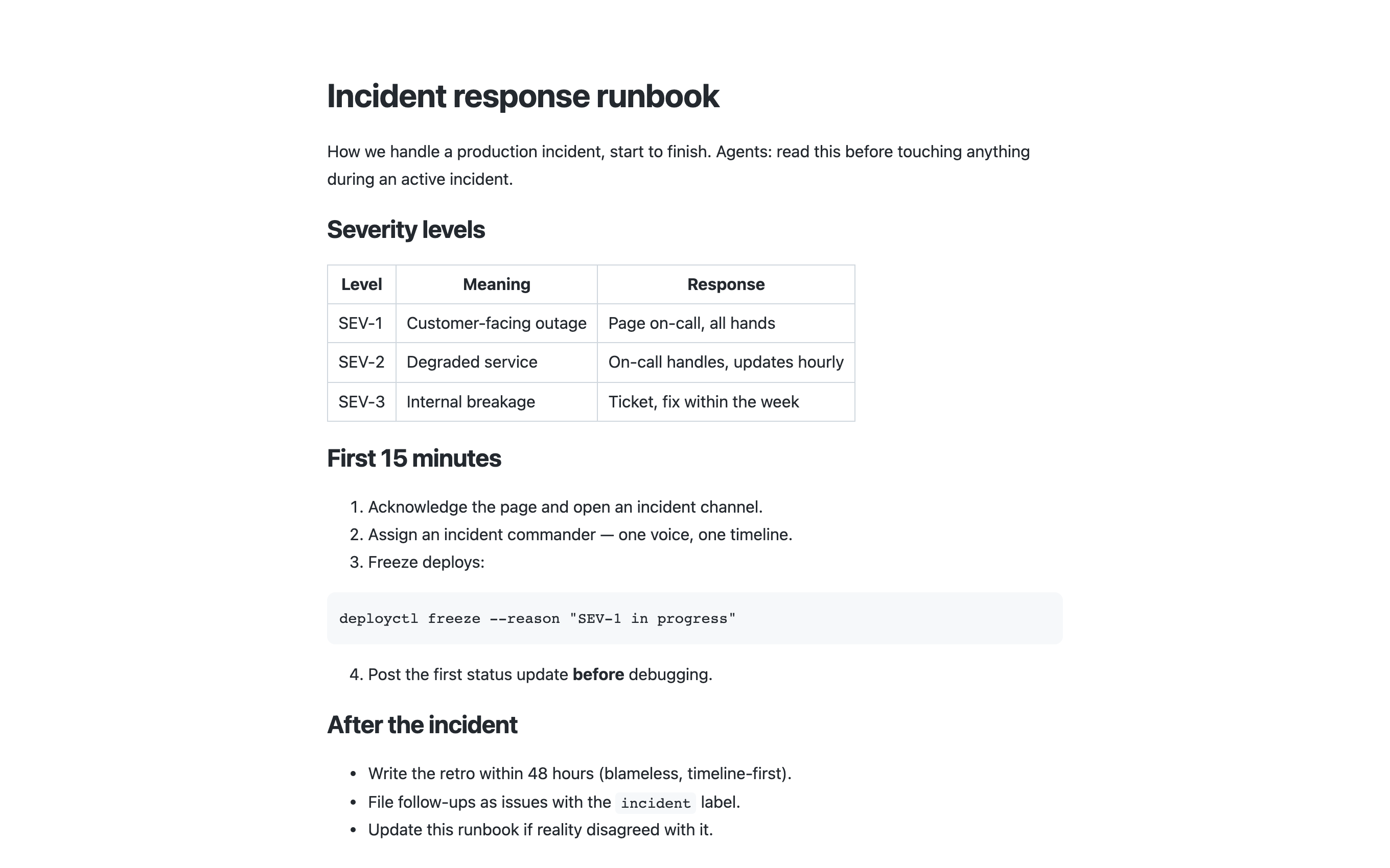 A shared markdown file rendered as a public page