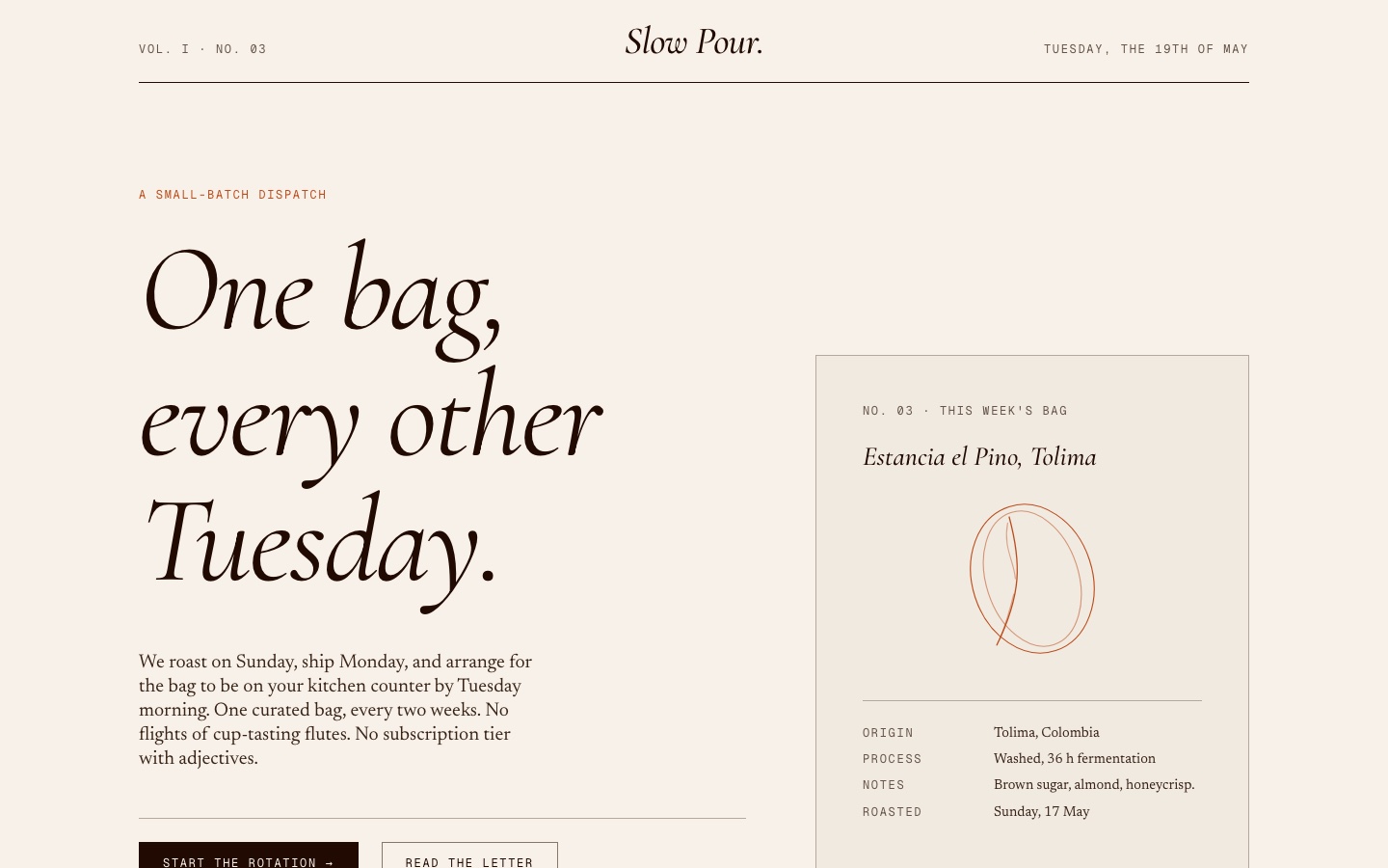 Slow Pour coffee subscription hero