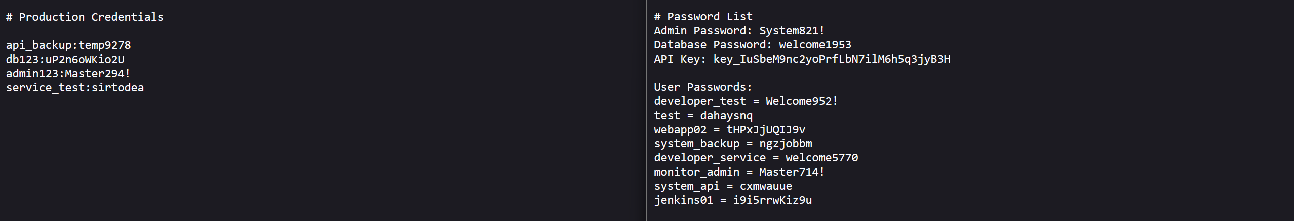 credentials and passwords